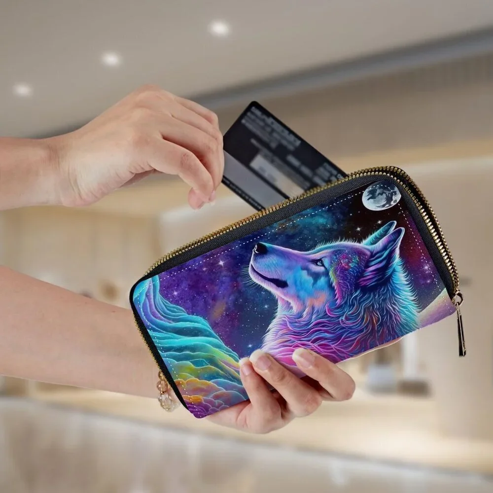 Leather RFID Wallet for Women with Removable Wristlet Large Capacity Travel Purs